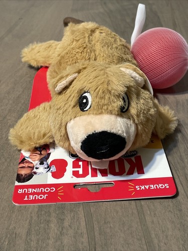 NWT! KONG Cozie Pocketz Beaver MEDIUM Crinkly Squeaky Plush Play Puzzle Dog Toy