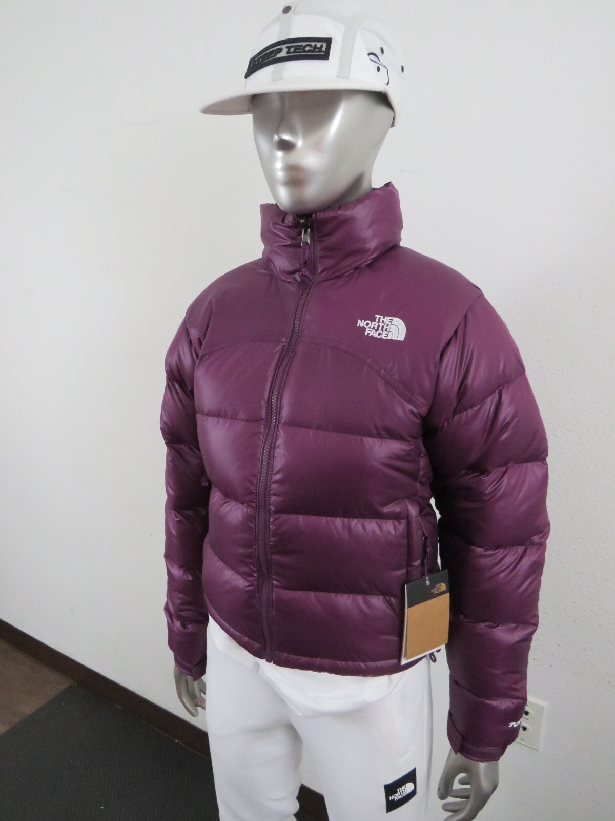 Pre-owned The North Face Womens  Retro Nuptse 2000 Short Crop 700-down Jacket - Purple