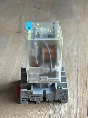 SQUARE D 8501KP12V20 SER E RELAY 120V 8 PIN WITH 8501NR51 SER B SOCKET BASE