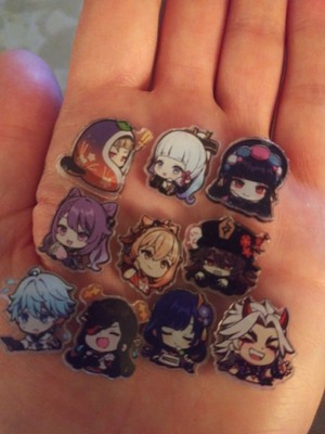 Brand New Random 10 Piece Genshin Impact Acrylic Patches Anime Cartoon OBO