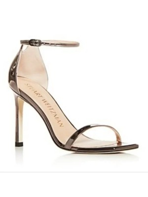 

STUART WEITZMAN Женские серебряные кожаные сандалии Amelina Stiletto на каблуке с замочной скважиной 7,5, Серебряный, S3318