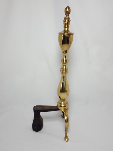 Vintage Solid Brass Federal Leg Fire Place Andirons Pair