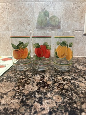 Set of 3 Libbey Corning Corelle Abundance Fruit 16 Oz Drink Glass Tumbler