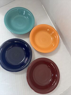 4 Homer Laughlin Fiesta Ware Turquoise Claret Cobalt Tangerine Fruit Dish Bowl