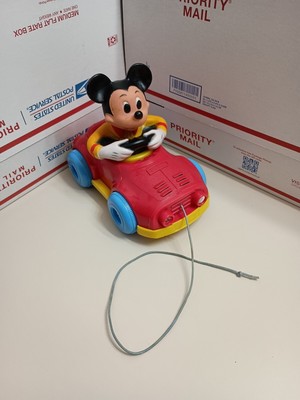 Original Vintage 1973 Mickey Mouse Pull Mee Toy Car By Kohner Bros, No. 701-2