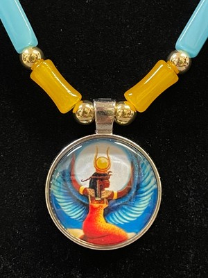 Isis Egyptian goddess 14K GF glass beads necklace lovefish SHIPS NEXT DAY!!