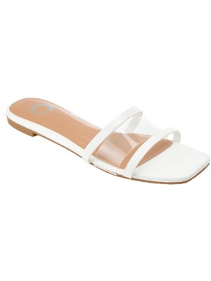 

JOURNEE COLLECTION Женские белые шлепанцы Ramira из крокодиловой кожи, Белый, RAMIRA-SANDALS