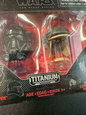 HASBRO STAR WARS BLACK SERIES TITANIUM DEATH TROOPER & REBEL COMMANDO HELMETS