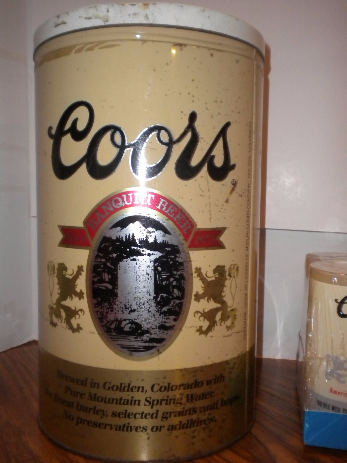 Vintage Coors Tin 13x8  6 16oz coors Libbey banquet & 6 tasting shot glasses