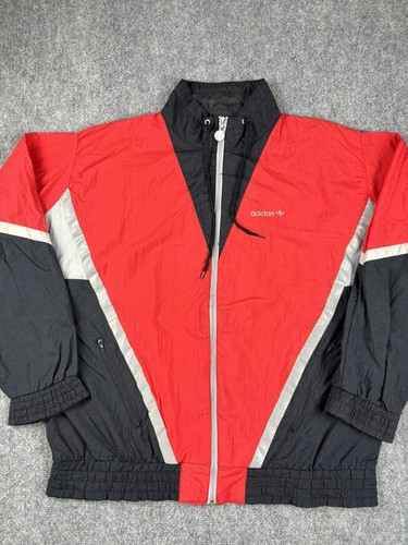 Vintage Adidas Windbreaker Jacket Mens Large Full Zip Nylon Trefoil Logo 80s