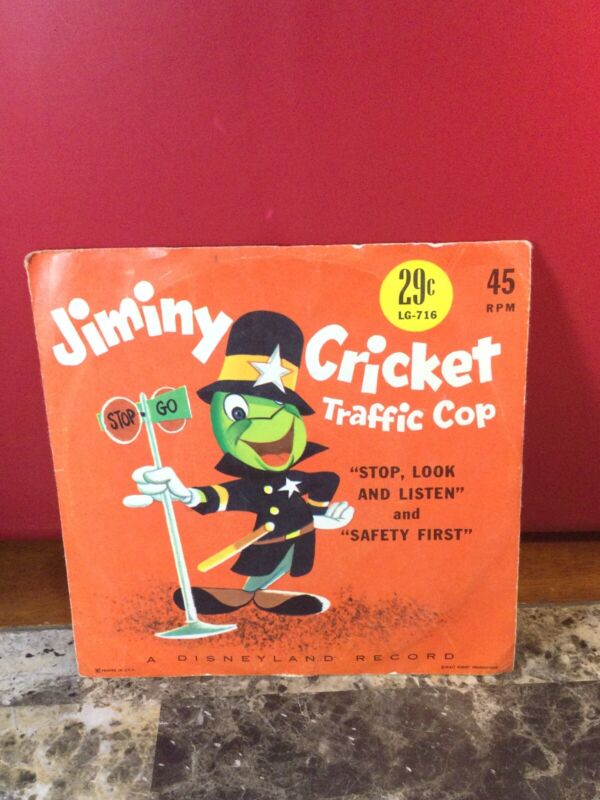 Vintage Disneyland 45RPM Record Walt Disney’s Jiminy Cricket Traffic Cop