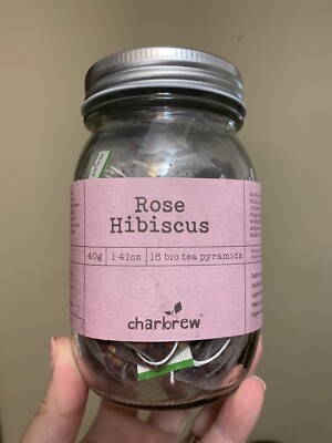Hibiscus Rose 16 Biodegradables tea bag s pyramids Charbrew 