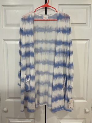 LuLaRoe Caroline Cardigan Women s Large L NWT Striped Pockets
