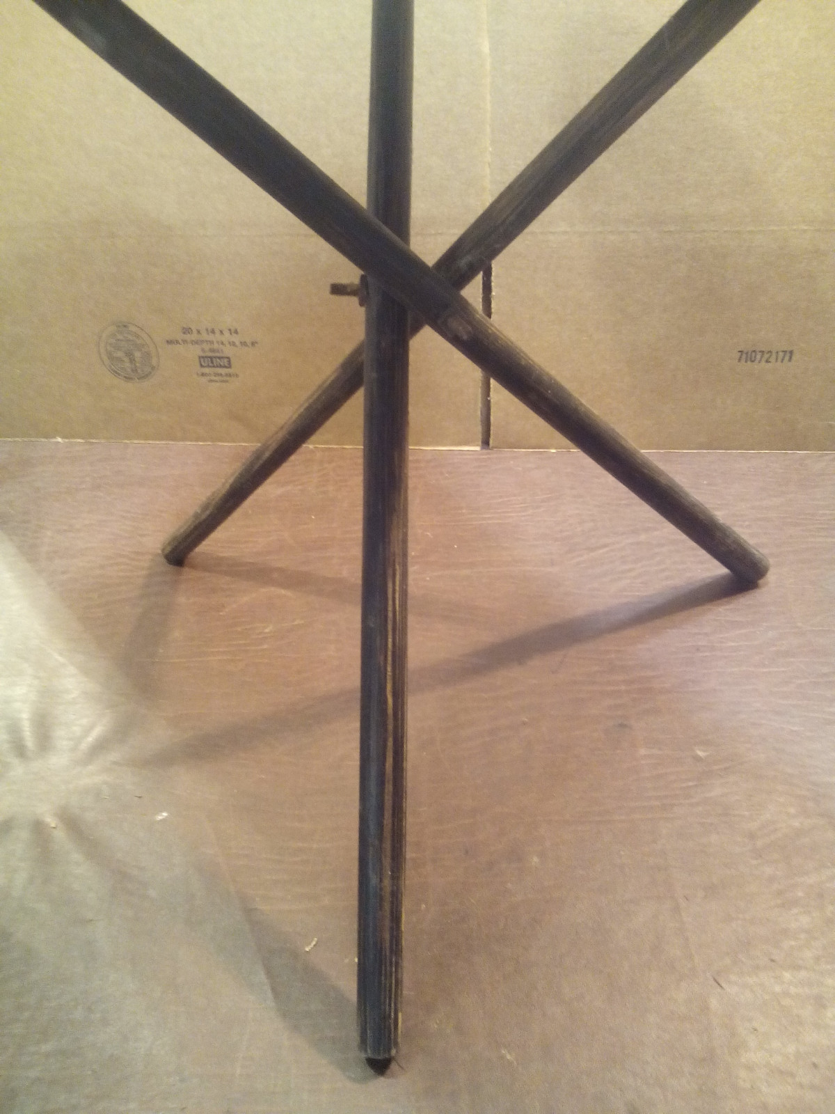 LEATHER COLLAPSABLE THREE LEGGED STOOL