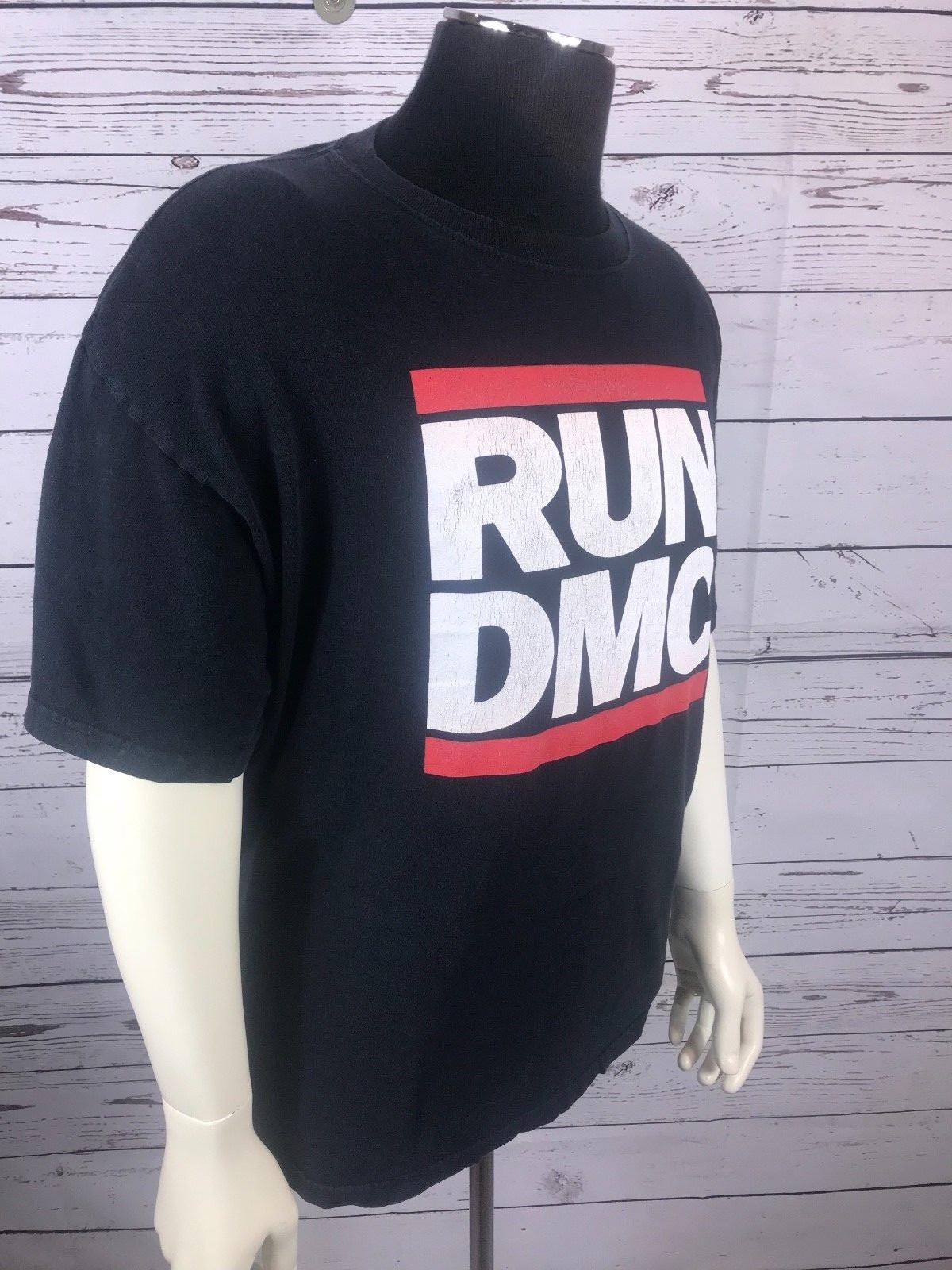 Men's Medium RUN DMC  Hip Hop Black Red White Logo Graphic Tee Shirt