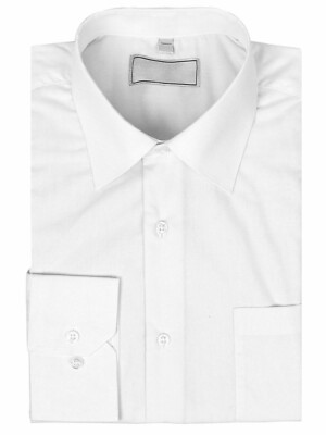 Men's Solid Long Sleeve Formal Button Up Standard Barrel Cuff Dress Shirt