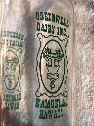 GREENWELL DAIRY INC KAMUELA HAWAII DAIRY MILK BOTTLE HALF PINT PREOWNED