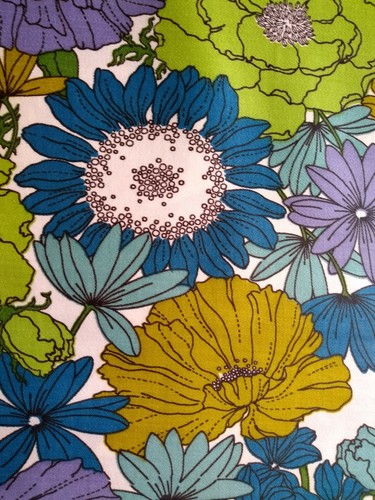 Vintage Everfast Fabrics Mod Flowers Floral Chintz Cotton 3.5 Yards