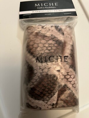 MICHE Tan Snake  Business Or Credit Card Hard Case/Holder -New -READ