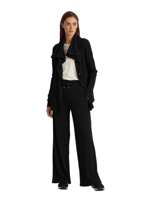 

RALPH LAUREN Женская черная эластичная вафельная вязаная куртка с длинными рукавами и открытым передом, Черный, 200853251003