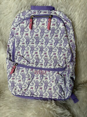 Pottery Barn Colby Roller Rabbit Lavender Monkey Backpack Monogram  Everly 