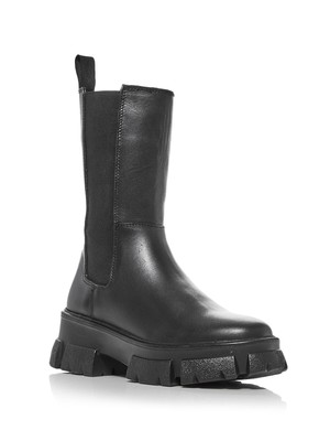 Женские армейские ботинки AQUA Womens Black на платформе 1-1/2 с язычком Trixy Toe, кожаные, 6 м