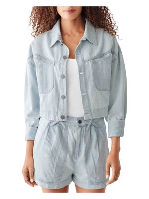 

DL1961 Женская голубая джинсовая куртка с карманами, Light blue, 8243