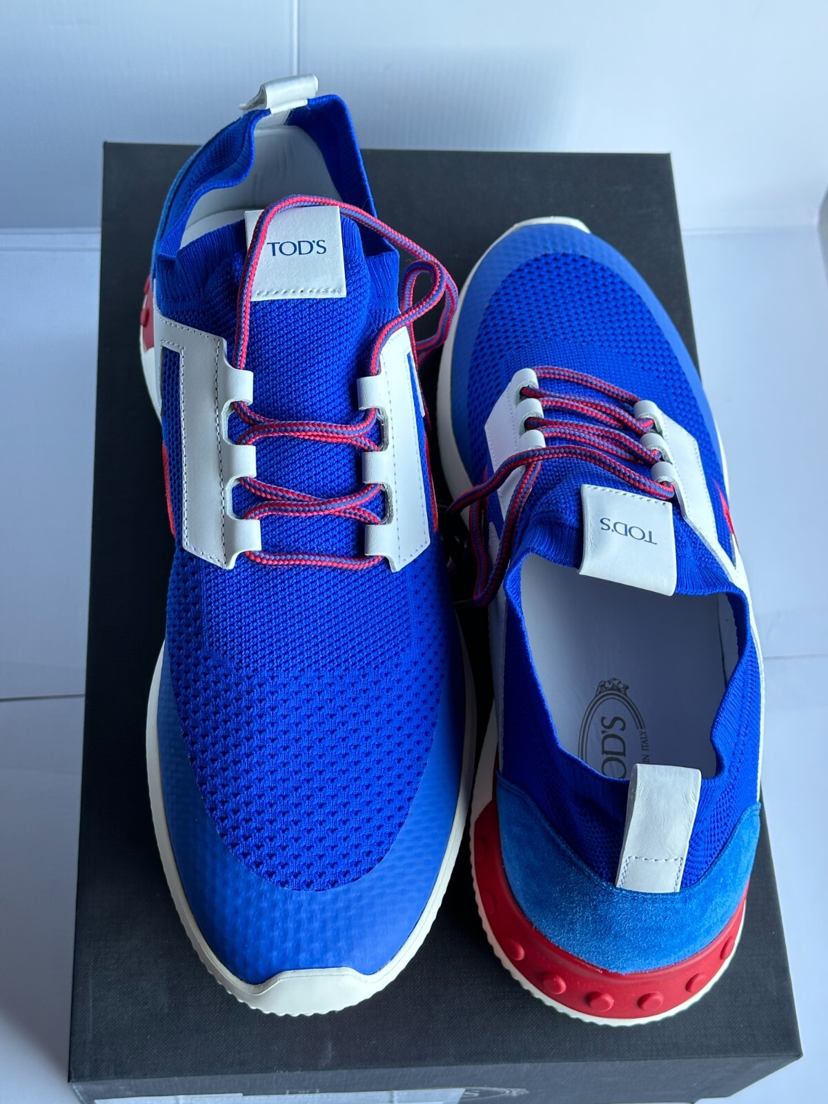 Pre-owned Tod's $875.00  No_code Men's Knit Tech Fabric & Leather Sneakers Size 10us/43eu In Multicolor