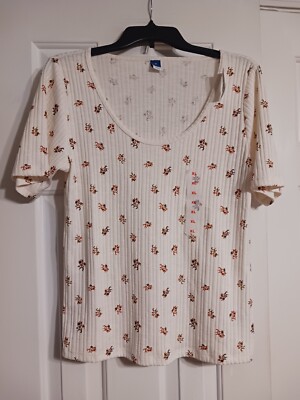 NWT Women's Old Navy Fitted Elbow Sleeve Rib Knit Tee Size XL Top Blouse