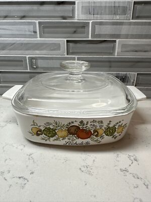 VTG 1-Quart Corning Ware L'Echalote Spice Of Life Casserole dish A-1-B lid A-7-C