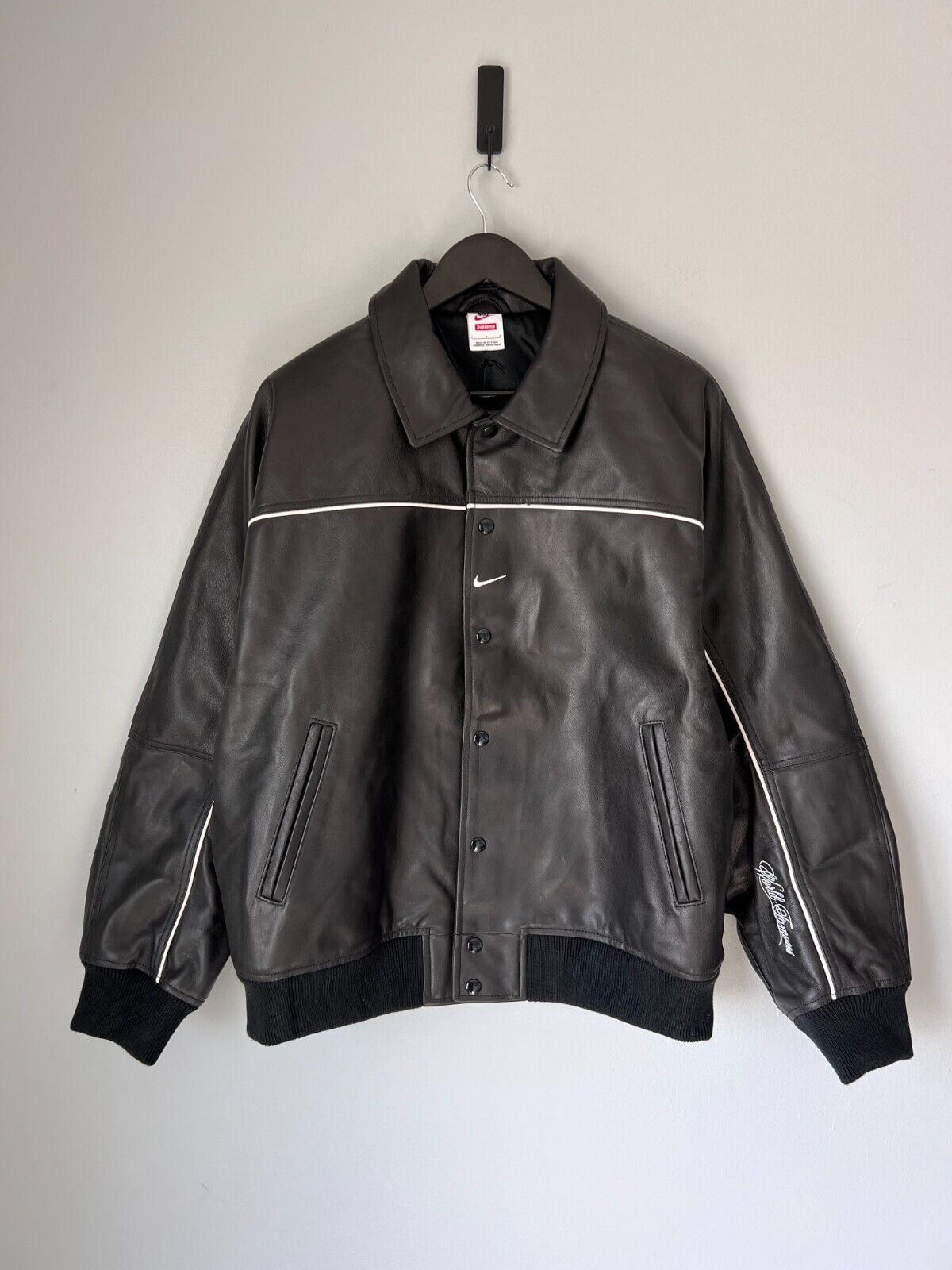 ジャケット・アウター Supreme x Nike Leather Varsity Jacket Supreme x Nike Leather Varsity Jacket - Size Large - Black
