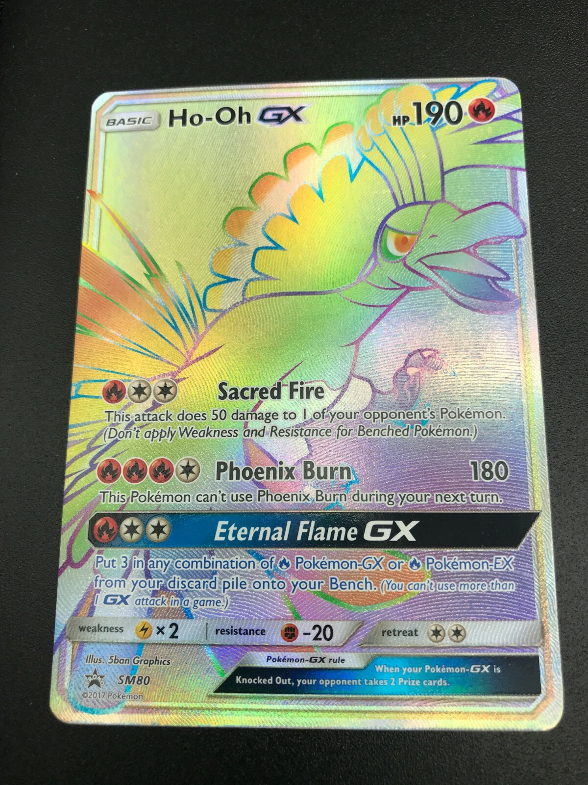 Ho-Oh GX SM80 SECRET RAINBOW HYPER FULL ART RARE Promo