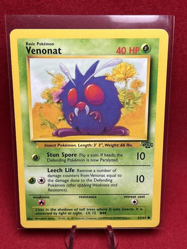 旧裏 5枚 1995, 96, 98 Pokemon Card ** Venonat ** - Jungle Set 63/64