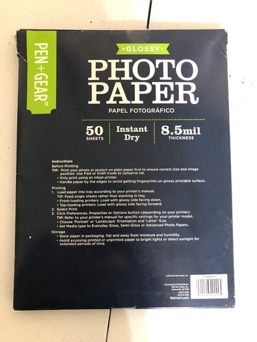 Pen+Gear Glossy Photo Paper 50 Sheets 8.5 mil Thickness 8.5 in x 11 in Office
