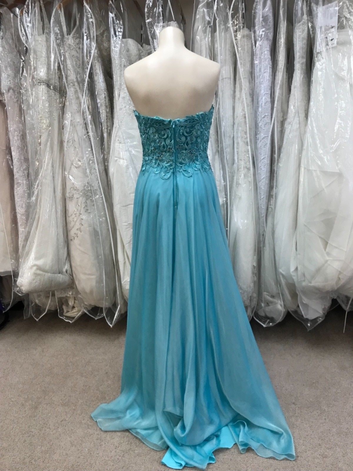 Mon Cheri blue prom gown