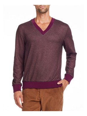 TALLIA SPORT Мужской бордовый свитер-пуловер с V-образным вырезом Slim Fit Stretch XL
