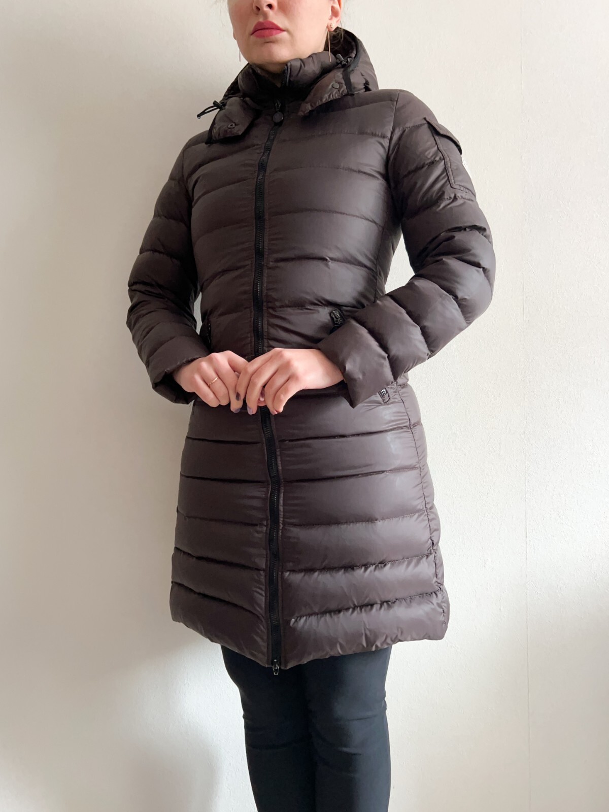 Moncler Women's Brown Long Down Puffer Jacket Mokacine Moncler Women's Brown Long Down Puffer Jacket Mokacine