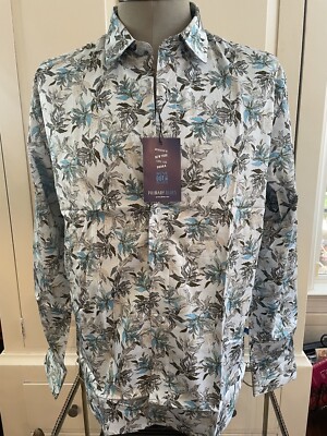 Primary Blues  Joy  Men s Long Sleeve Collard Button Up Shirt  SLIM FIT LG NWT