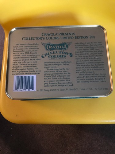 Crayola CRAYONS 64 Built-In Sharpener 1990 Vintage Unused Box + Collector's Tin