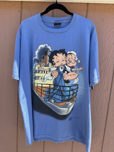 VTG 90S 1998 BETTY BOOP POPEYE TITANIC AOP DOUBLE SIDED XL VTG 90S 1998 BETTY BOOP POPEYE TITANIC AOP DOUBLE SIDED XL
