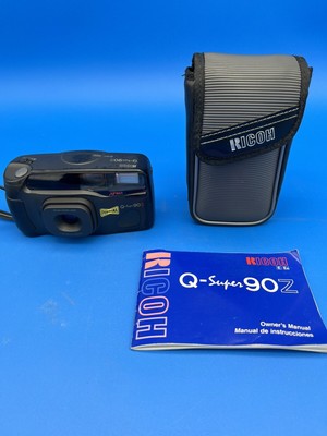 Working Ricoh 35mm Camera Q-Super 90Z Point & Shoot W/New Battery, Case & Manual