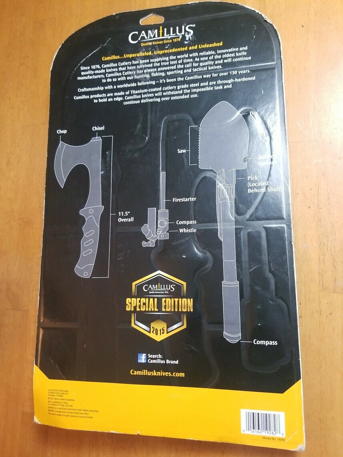 Camillus Xplore Titanium Camp Axe Shovel Saw Whistle