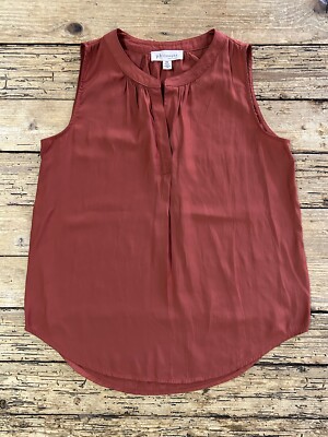 Philosophy Women s Size M Terracotta Layered V Neck Sleeveless Blouse NWOT