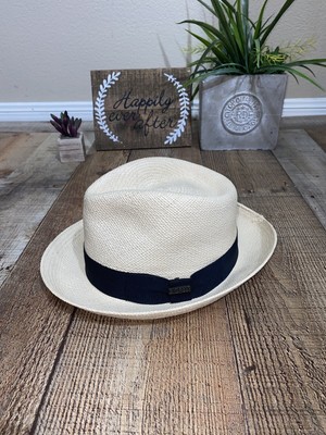 Bigalli Straw Quickstep Fedora Panama Hat Made in Ecuador Mens M