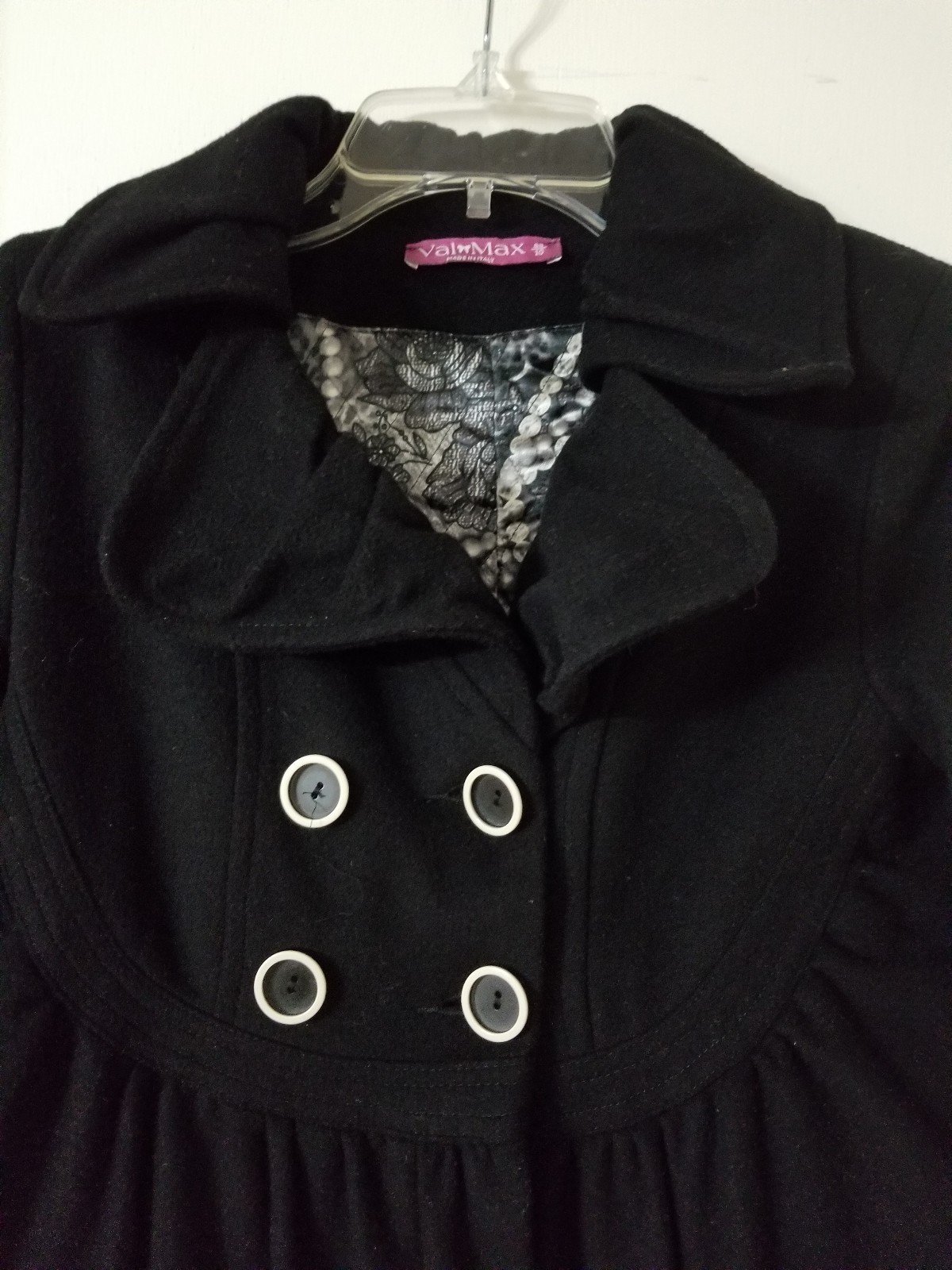 VALMAX Italy Girls Black Wool Coat size 85/  Size USA 10