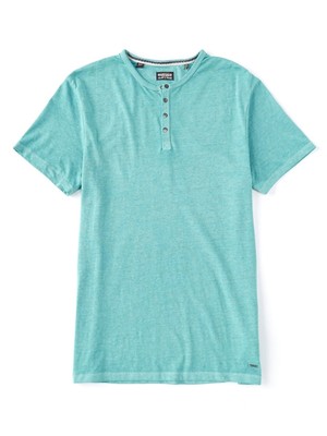 

BUFFALO Mens Kasum Aqua Crew Neck Classic Fit Jersey Henley Shirt, BM21411