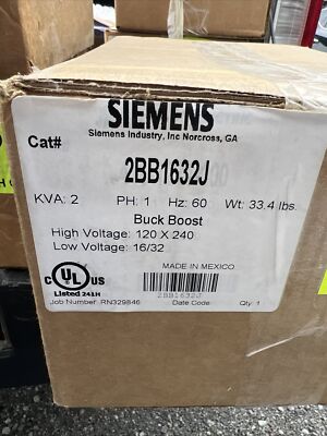 SIEMENS 2BB1632J ,2 kVA Buck-Boost TRANSFORMER,1ph* PRI-120/240V*SEC-16/32V,NIB!