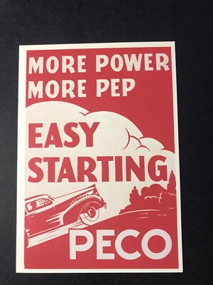 2001 PECO Gasoline Hatch Show Poster Reproduced as Postcard More Power More Pep