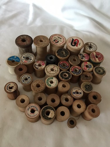 Lot Of 38 Vintage And Antique Wood Spools NO THREAD SPOOLS ONLY