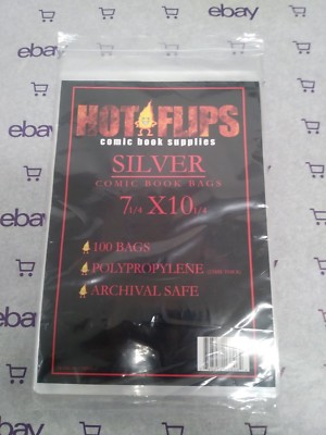 100 Silver Age Hot Flips Comic Book Poly Bags Free Shipping